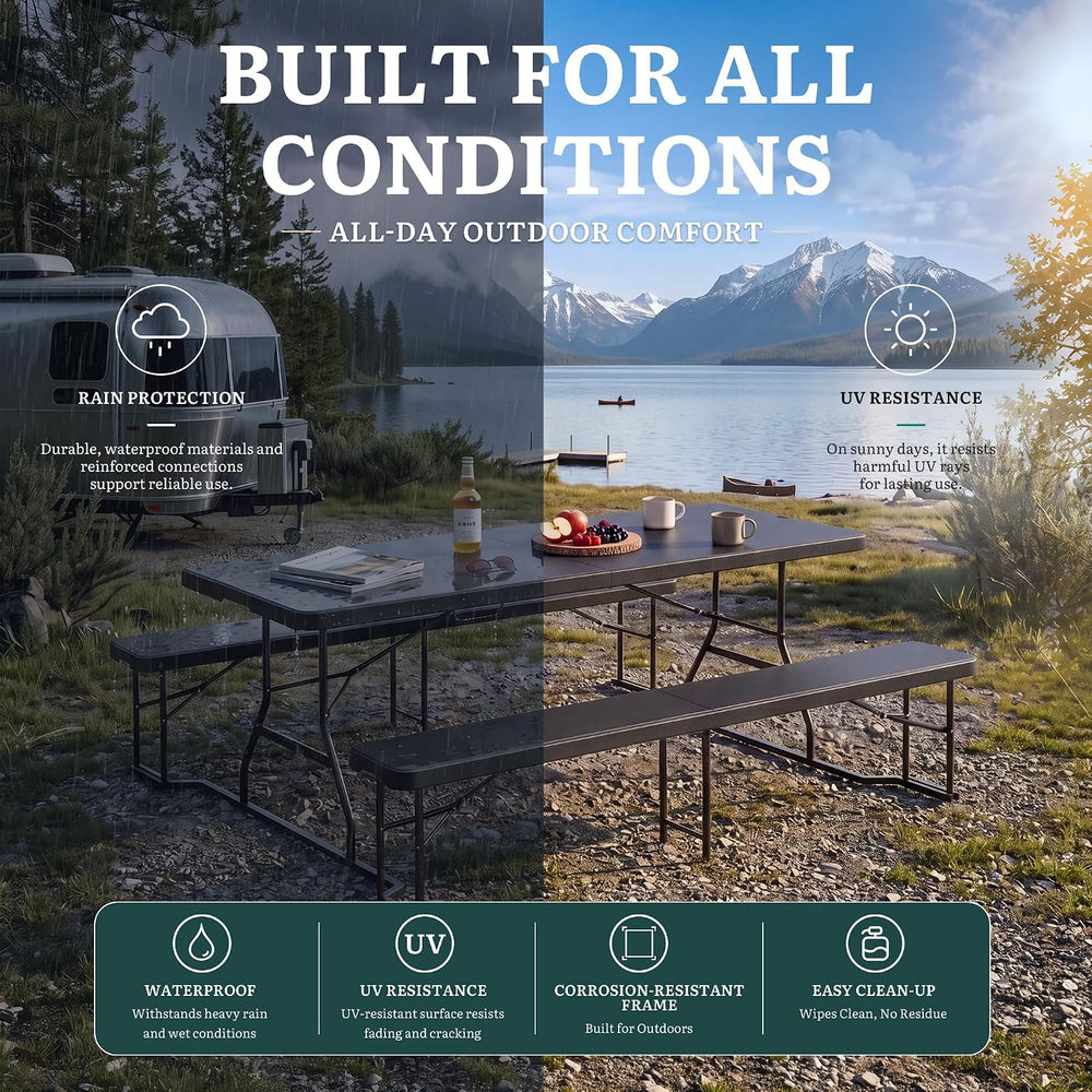 YITAHOME 6ft Folding Picnic Table with Benches