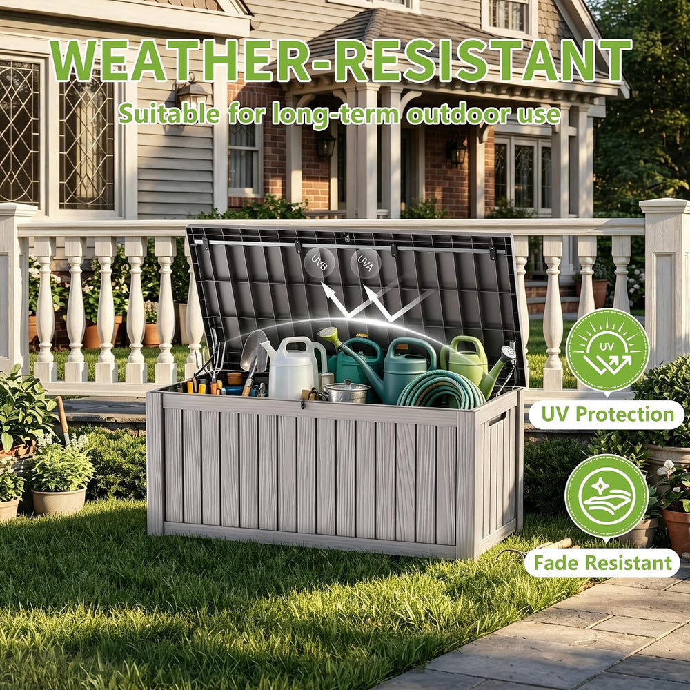 ROJIK 170 Gallon Waterproof Outdoor Deck Storage Box, UV Resistant， Lockable ...