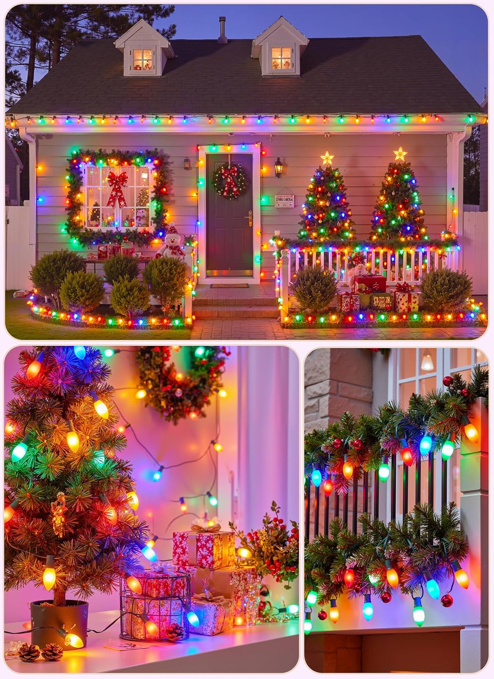 Vintage Christmas Lights Outdoor, 100Ft C9 String Lights with 100 LED Bulbs |...