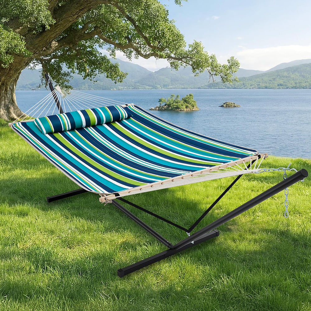 SUPERJARE 12ft Double Hammock with Stand, Rope Hammock for 2 Person, Detachab...