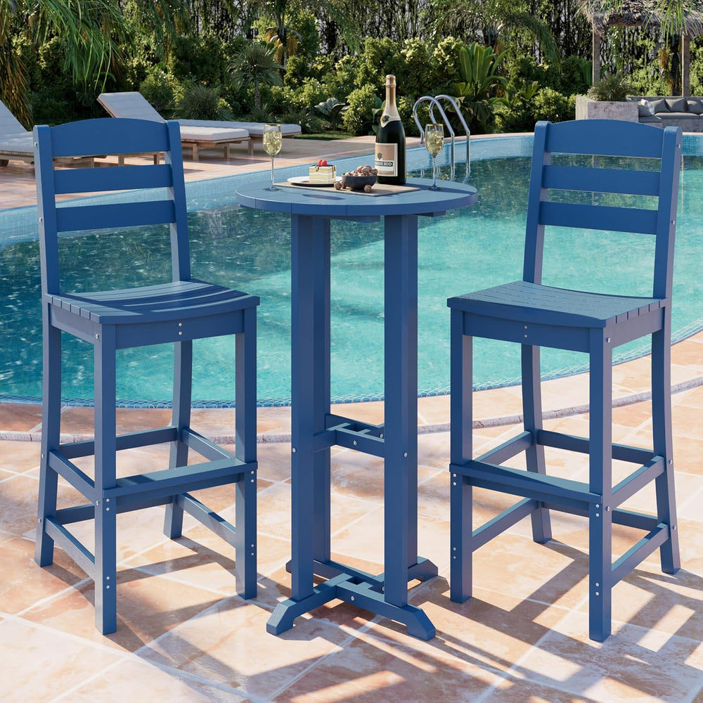 Shintenchi 3 Pieces Outdoor High Top Bar Set, 1 Patio High Top Round Table an...