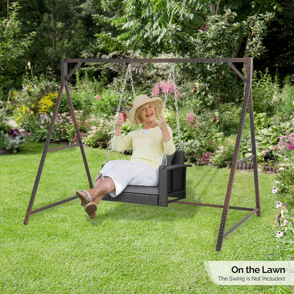 Outvita 7FT Rattan Porch Swing Stand Frame with Hanging Rings