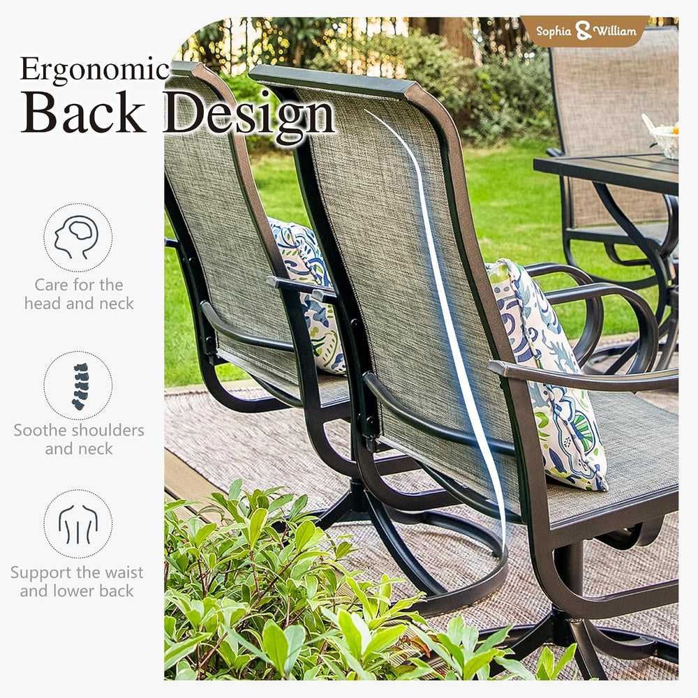 Sophia & William Outdoor Dining Set with Umbrella for 6 w/Swivel Chairs