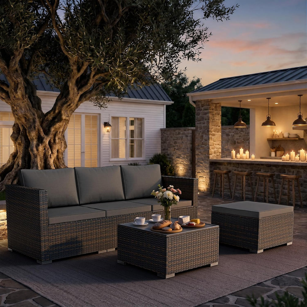 Skyfish Patio Furniture Set - Wide Armrests - All-Weather 5 Piece Outdoor Wic...