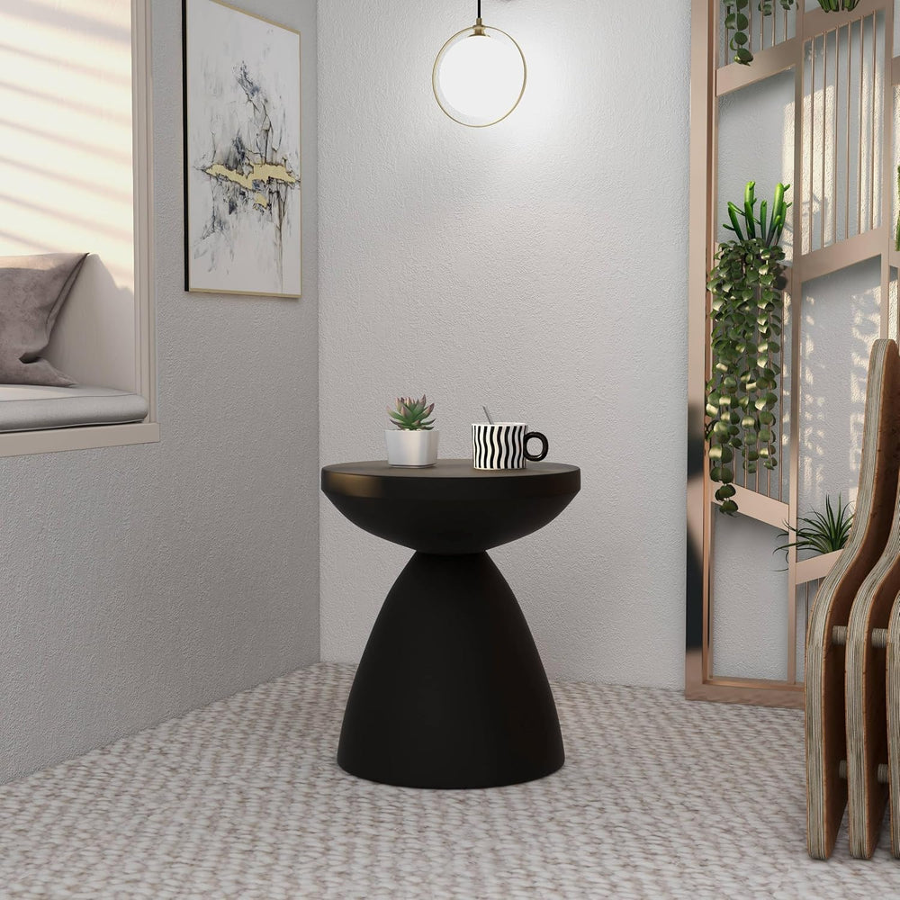 LeisureMod Modern Side Table Lightweight Fiberstone Top 20" Round Accent...