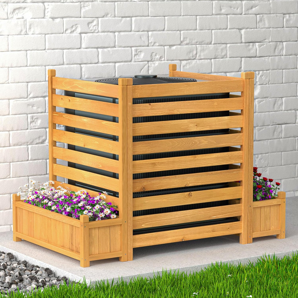 GDLF Air Conditioner Fence, Outdoor Wood AC Unit Privacy Screen, 3-Panel