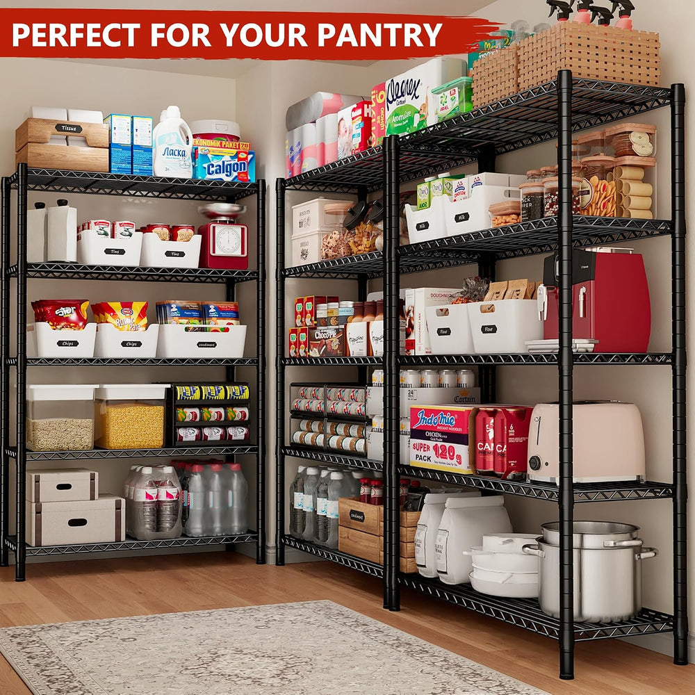 REIBII 5 Tier Storage Shelves with Wheels,1980LBS Metal Shelving for Garage