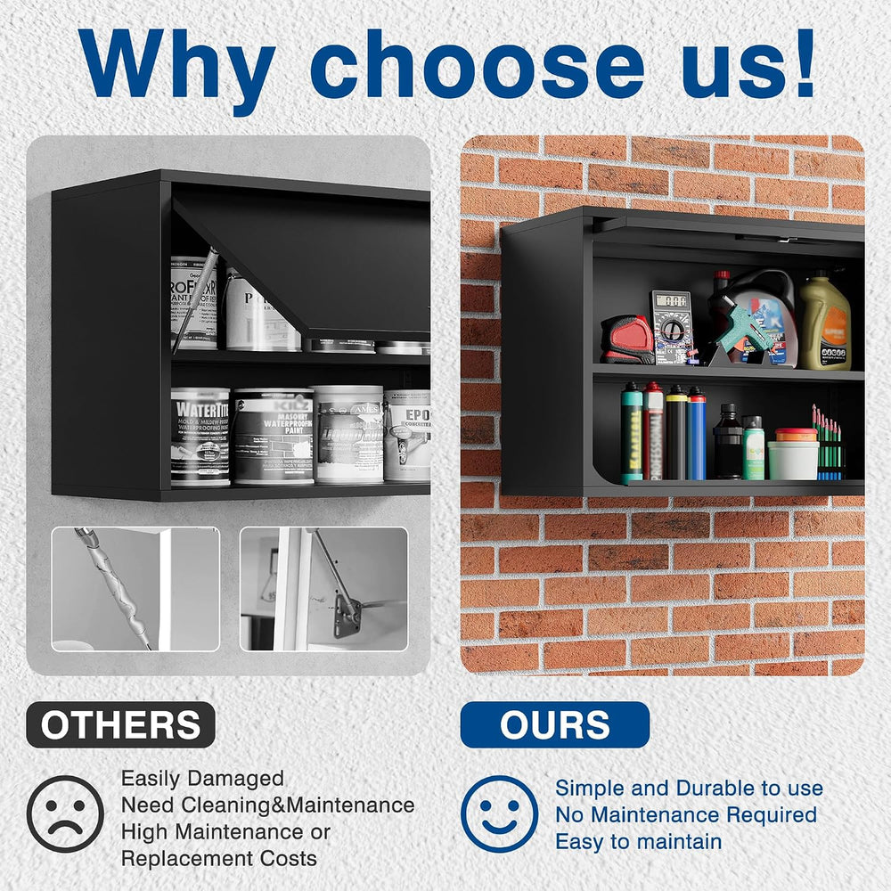 Fesbos Metal Storage Cabinet Black Wall Cabinets with Shelf and Locking Door ...