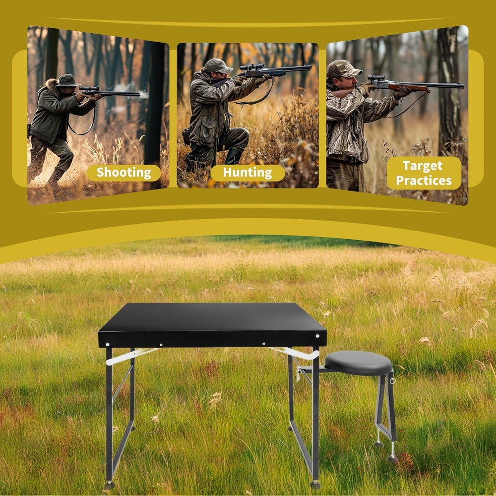 KUAFU Foldable Shooting & Hunting Table with Shooting Bench, Adjustable