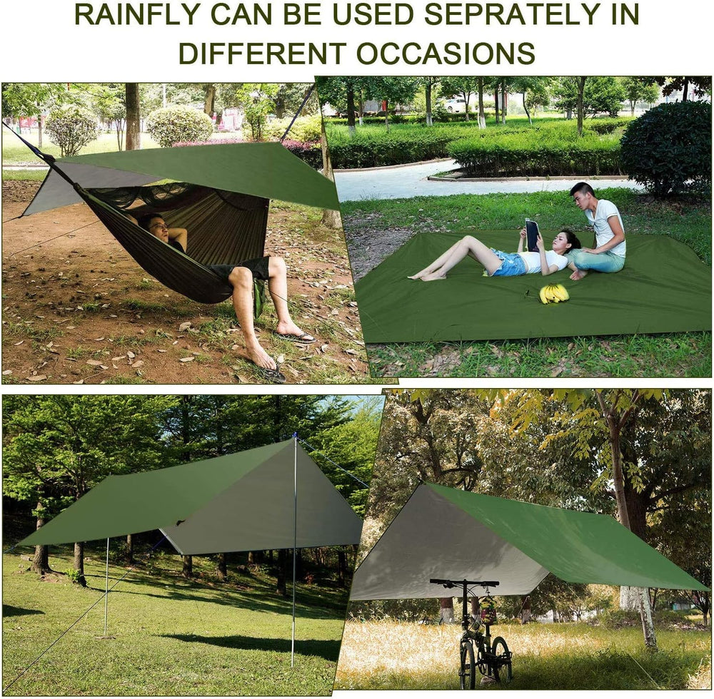 Camping Hammock with Rain Fly Tarp and Mosquito Net Tent Tree Straps, Portabl...