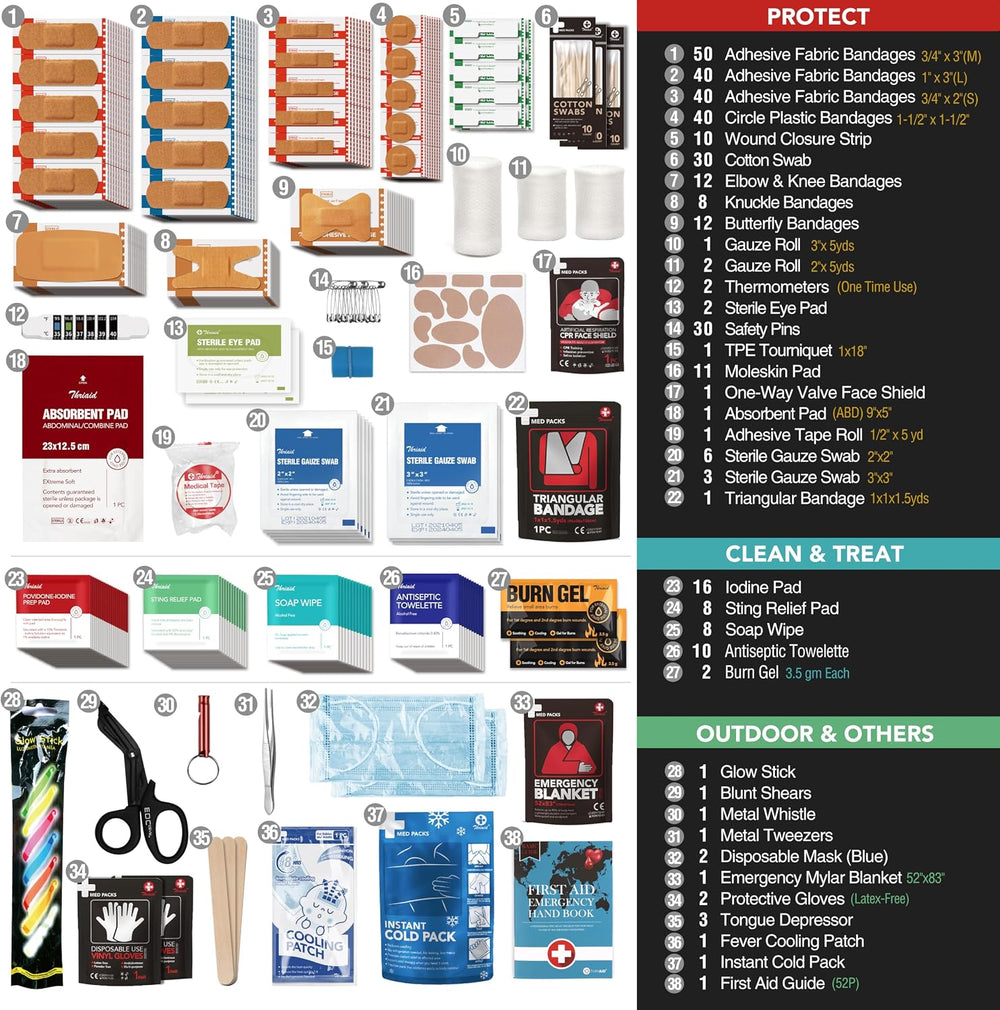 365 PCS First Aid Kit, Waterproof Well-Organized Hard Shell EVA Case