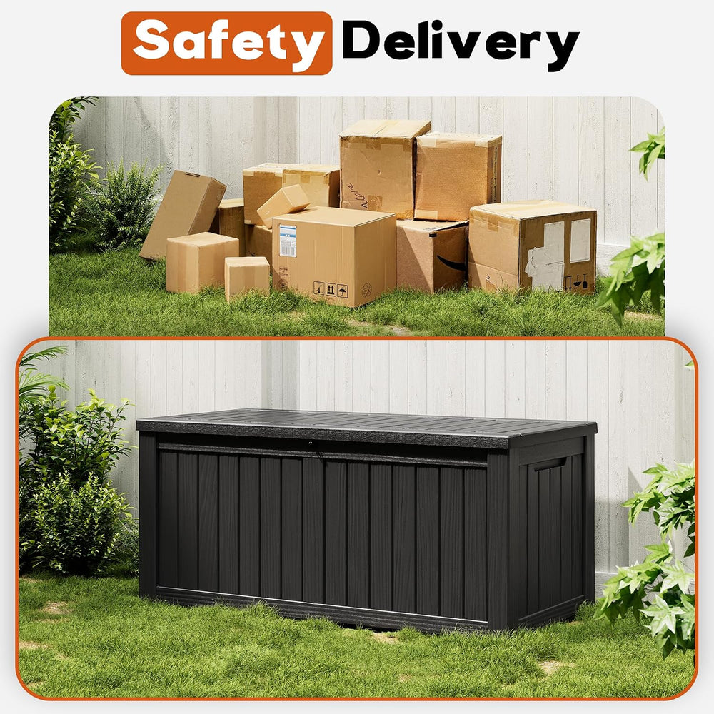 Waterproof Outdoor Storage Box, Resin Patio Organizer,300 Gal,Black