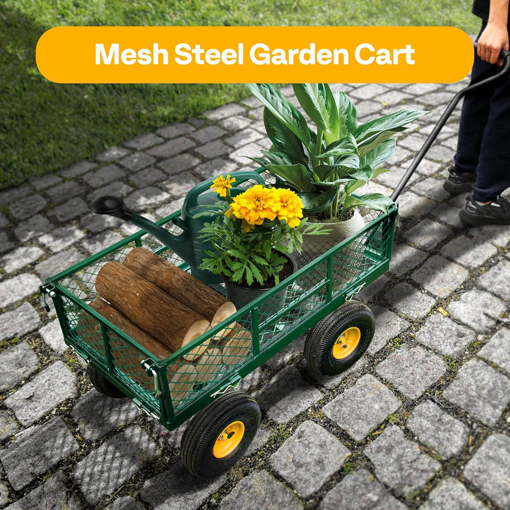 VIVOHOME Heavy Duty 880 Lbs 4.5 Cu Ft Mesh Steel Garden Cart Utility Wagon