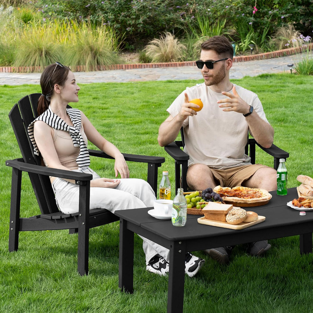 Compact Stackable Adirondack Chairs Set of 4,HDPE,Black | 26.3" Wide HDP...