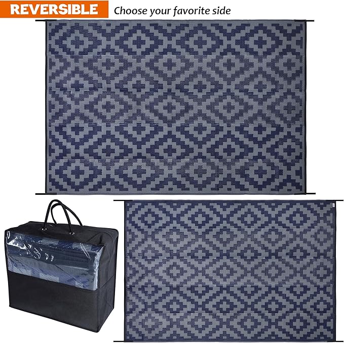 SAND MINE Reversible Mats, Plastic Straw Rug, Modern Area Rug, Large Floor Ma...