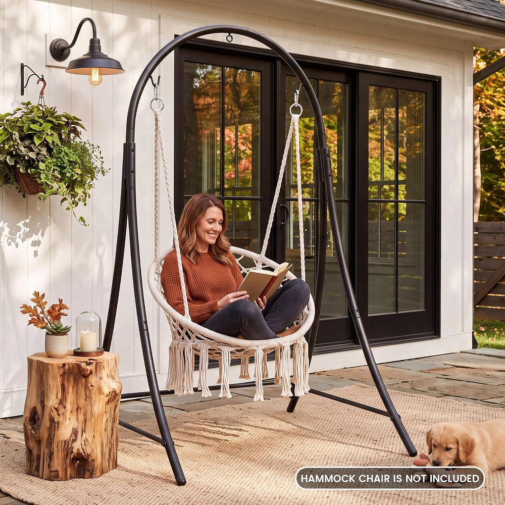 ANOW Adjustable Hammock Chair Stand, Heavy Duty Hanging Chair Stand, Black