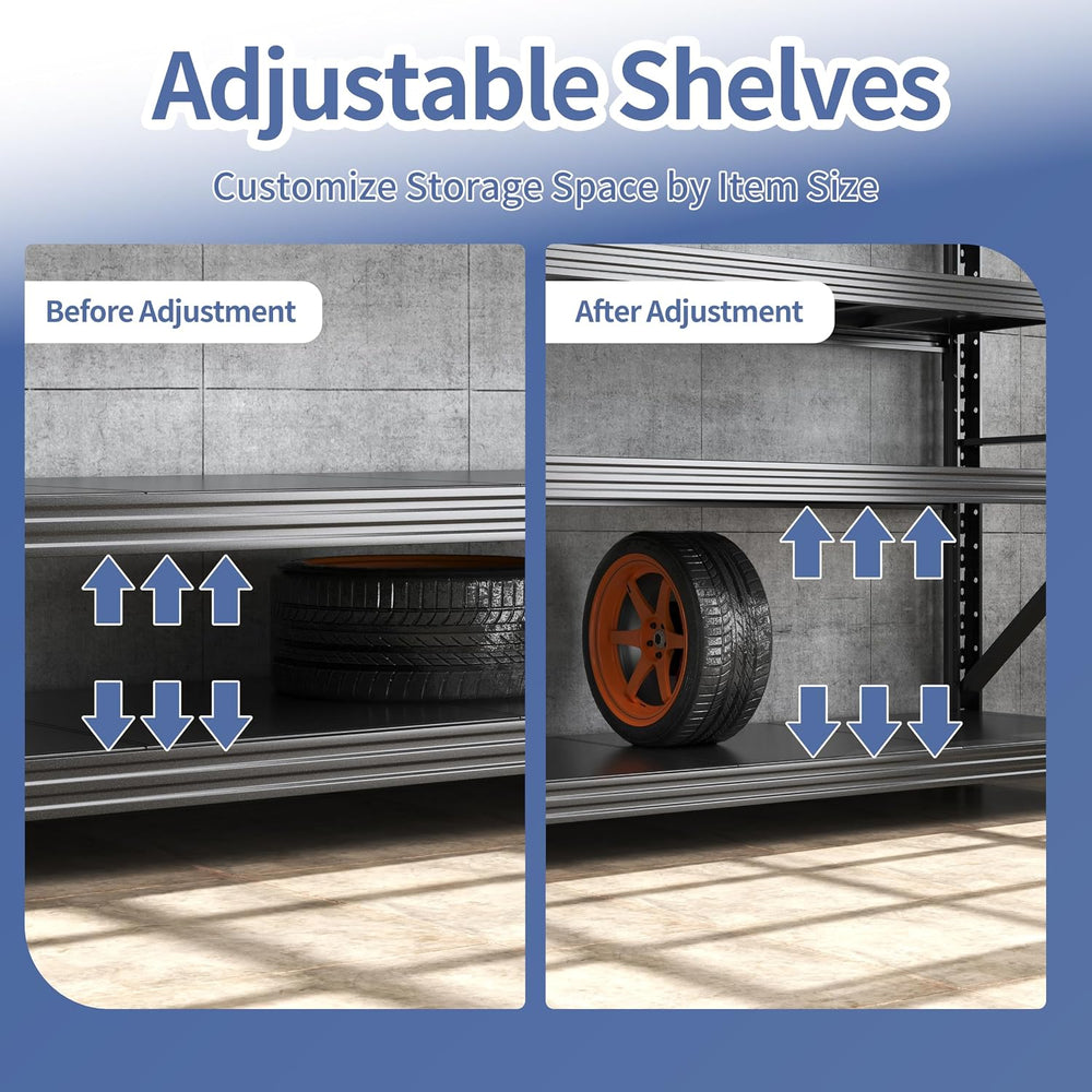 Novolume 67" W Heavy Duty Storage Shelves,4-Tier Adjustable Metal Garage...