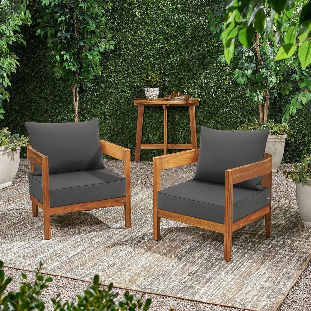Favoyard Outdoor Patio Seat Cushions Set, 24x24 Inch, Waterproof, Dark Gray