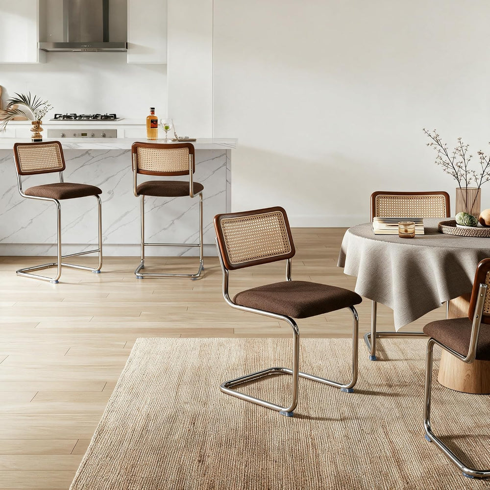 GrandNoor Natural Rattan Dining Chairs Set of 2, Cesca Design Kitchen Chair