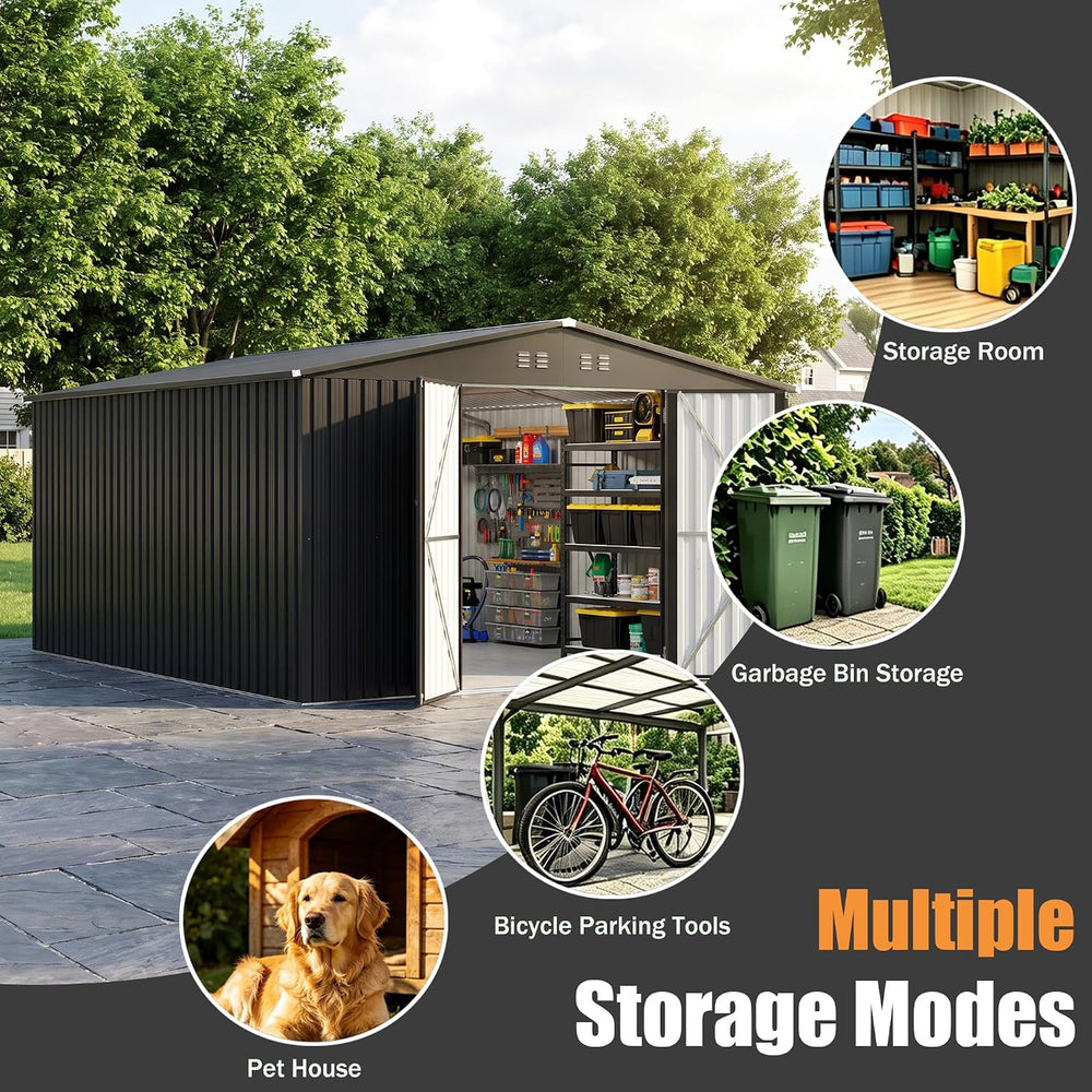MNLR 12x18 FT Outdoor Metal Storage Shed Extra-Large for Backyards