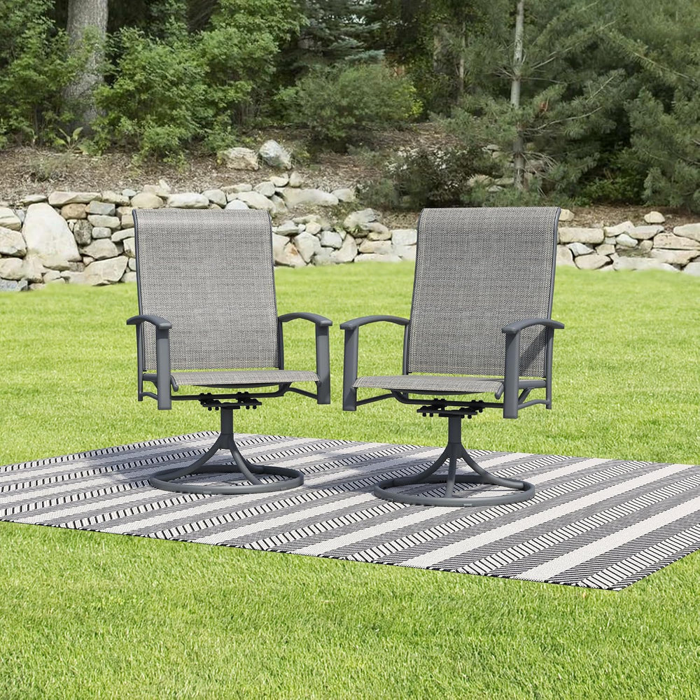 Patio Swivel Chairs Set of 2, Outdoor Swivel Chairs with Armrest, High Back P...