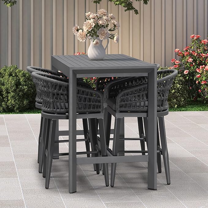 PURPLE LEAF Outdoor Rattan 24" Counter Height Bar Stools Chair Set of 2,...