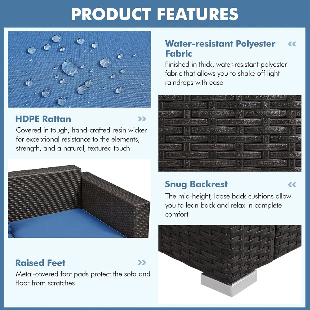 Yaheetech 3-Seat Patio Wicker Sofa, Outdoor Rattan Couch with Furniture Cover...