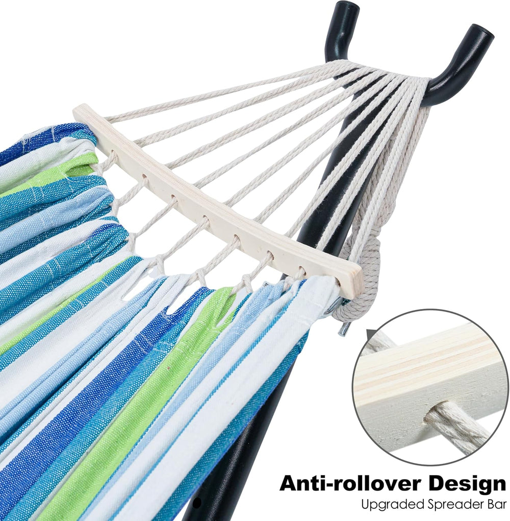 GAFETE Double Hammocks with Stand for Outside, Max 600lbs, (Lagoon)