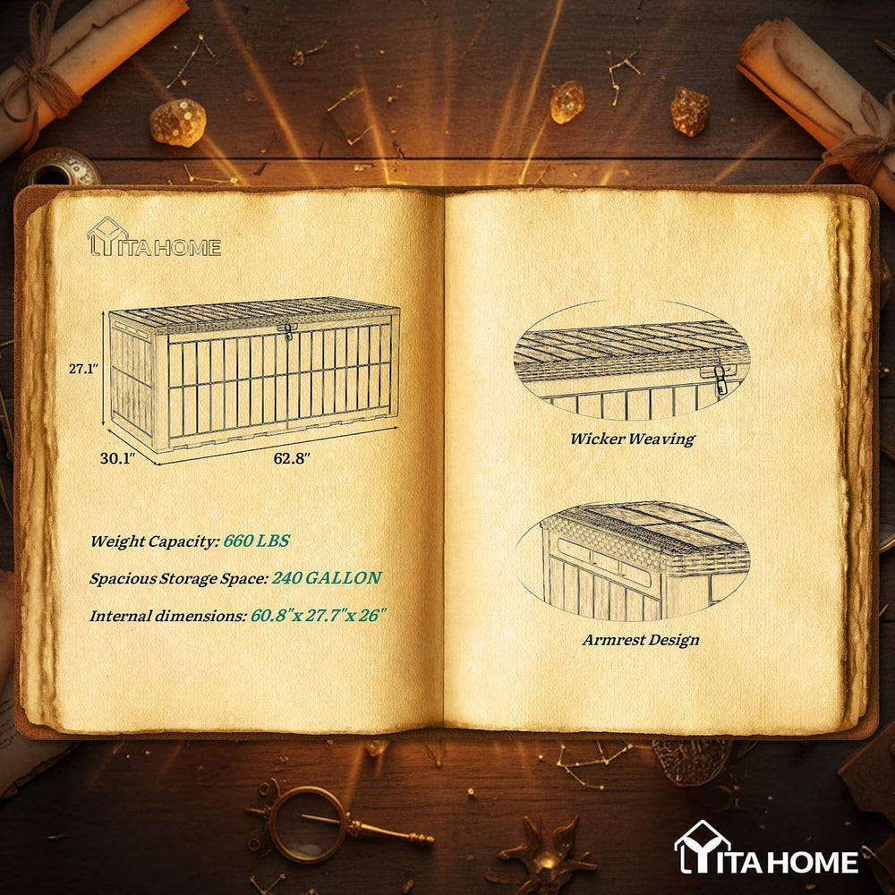 YITAHOME XXL 240 Gallon Extra Large Deck Box