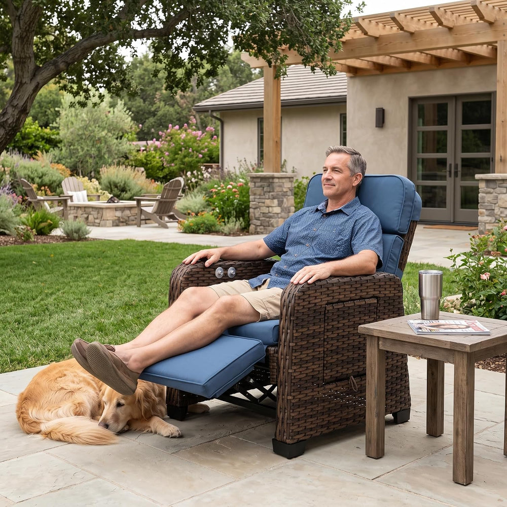 Restland Upgraded Outdoor Recliner with Independent Adjustable Back & Foot