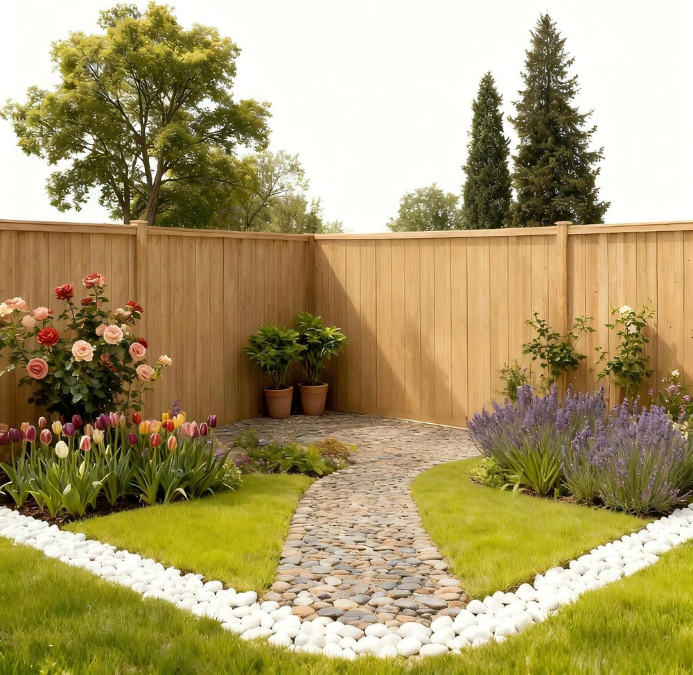 JAXPETY 6ft Dog-Ear Fence Picket 5.9 x 0.5in Fir Wood Fence Boards 40-Pack