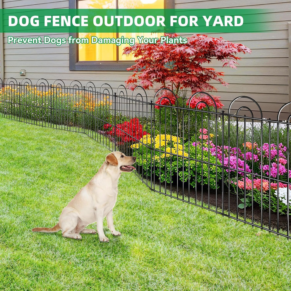 25 Panels No Dig Decorative Garden Fence, 32in(H) X 50ft(L) Tall Dog Fence Ou...