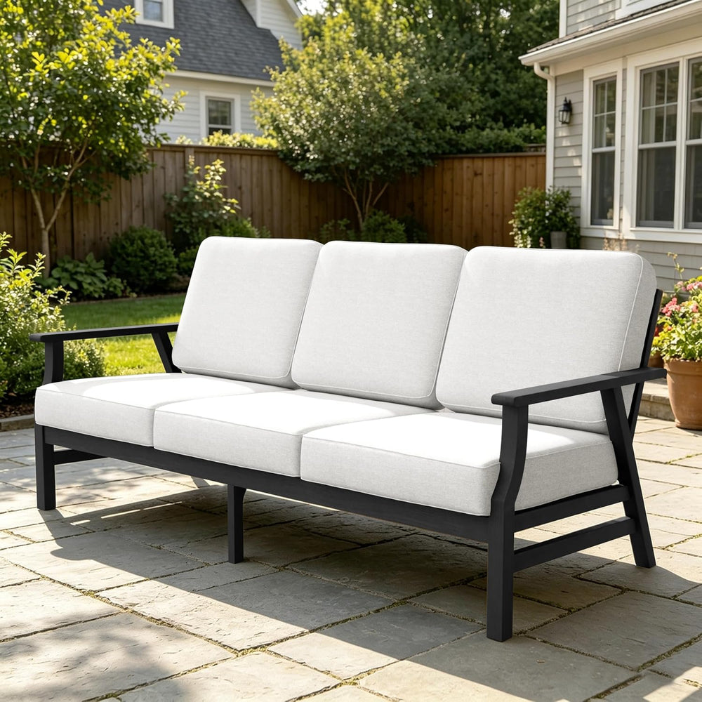 Pia Ricoo Outdoor Premium Teak Wood Couch with Armrests, All‑Weather Outdoor ...
