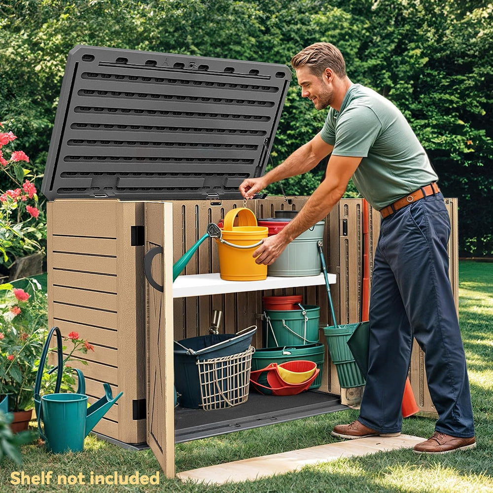 DWVO Outdoor Storage Shed, Weatherproof Resin, 35 Cu Ft Capacity, Horizontal ...