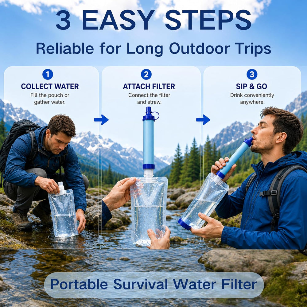 2 Pack Portable Water Filters with 400Gallons Capacity