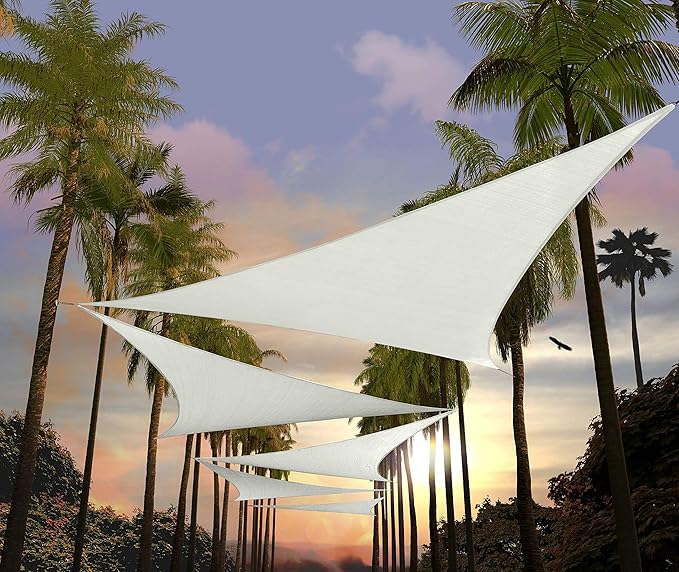 Amgo 24' x 24' x 24' White Triangle Sun Shade Sail UPF50+ Canopy ...