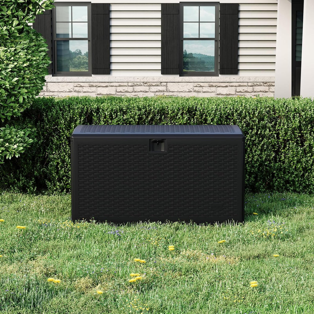 Garvee 120 Gallon Waterproof Large Resin Deck Box Indoor Outdoor, Lockable St...