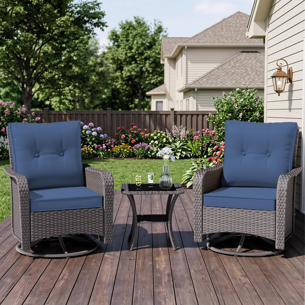 Outdoor Patio Chair Set of 2 Wicker Rocking Porch Swing Rattan Two Chairs