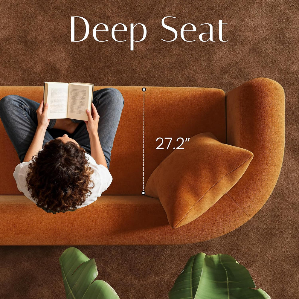 94.5" Modern Curved Sofa Couches for Living Room, Oversized 3 Seat, Orange