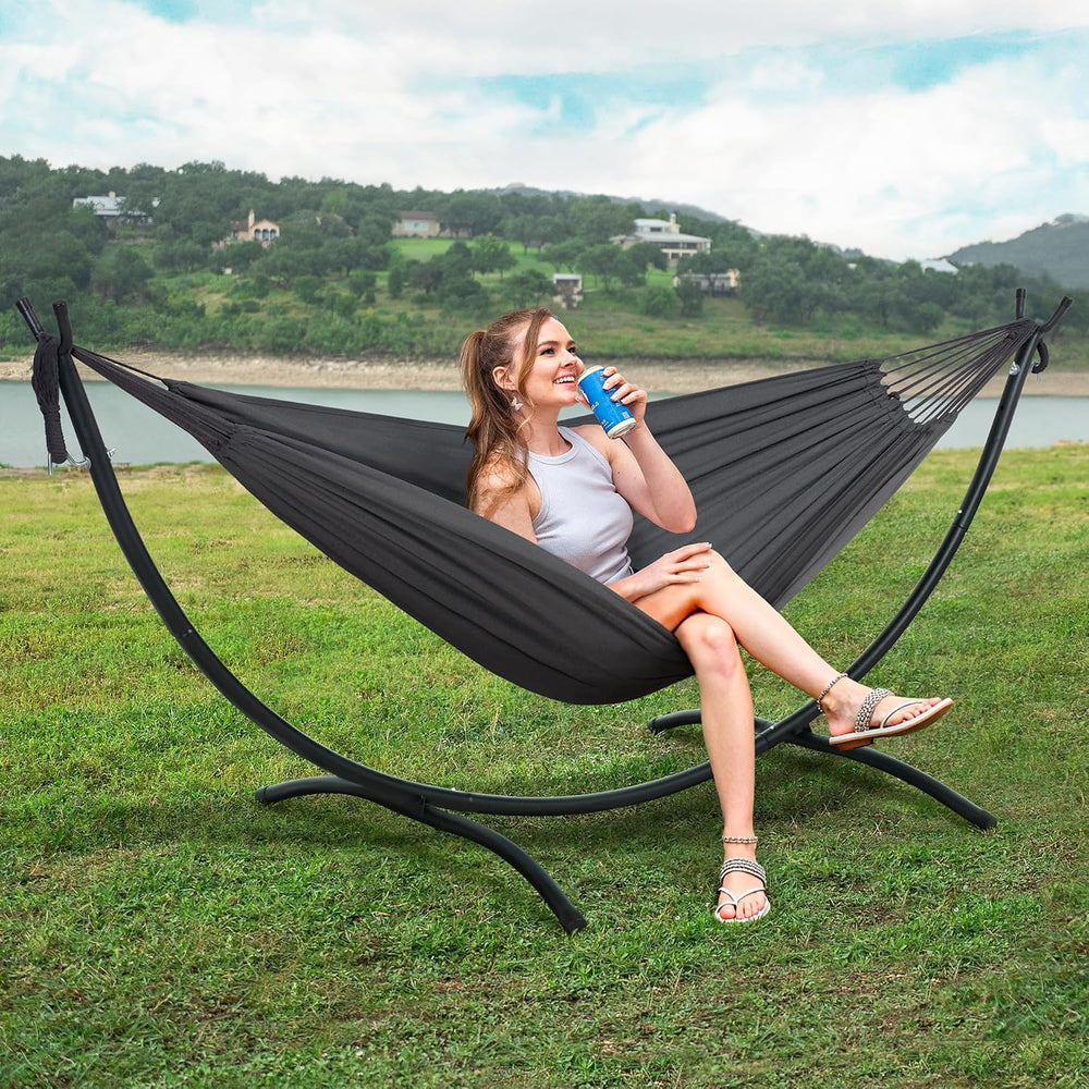 SUNCREAT Hammocks Standing Patio Hammock, Portable Hammock with Stand Foldabl...