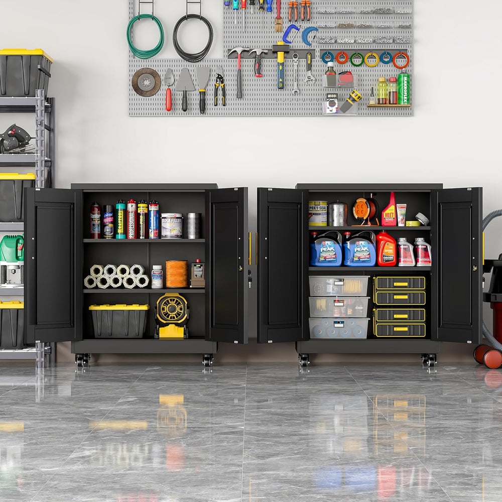 36" Metal Garage Storage Cabinet with Lock and Wheels,Rolling Tool File ...