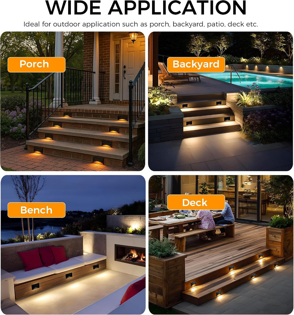 [6 Pack] Cloudy Bay Low Voltage LED Step Lights Outdoor, Surface Mount/J-Box ...