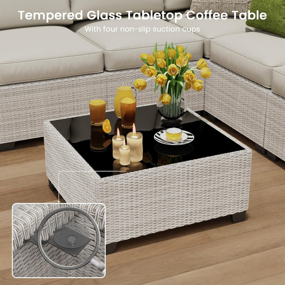 8 Piece outdoor patio sectional furniture set, Modern Modular outdoor sofa