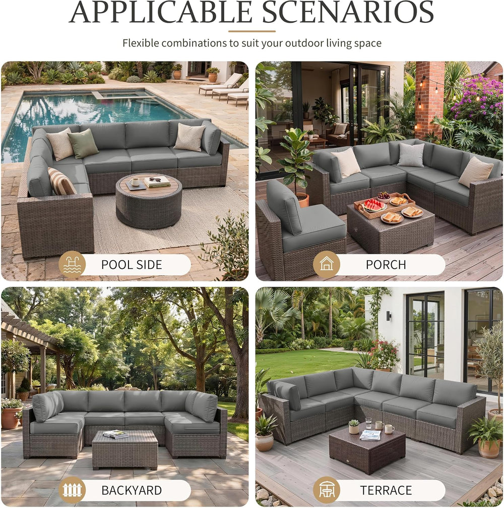 14 Pcs Outdoor Cushion Slipcovers All-Weather Patio Sofa Cover, Covers Only