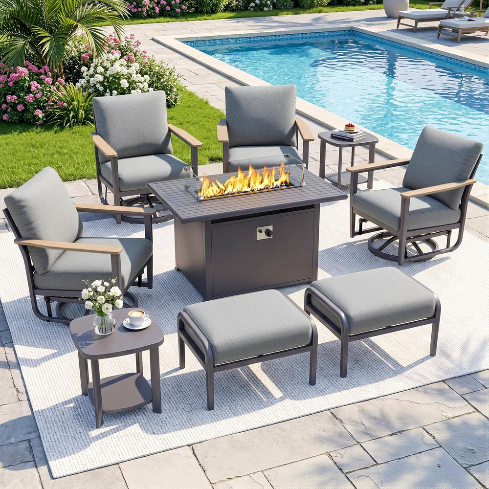 Aluminum Outdoor Patio Chair Set with 5.1-Inch Thick Cushions