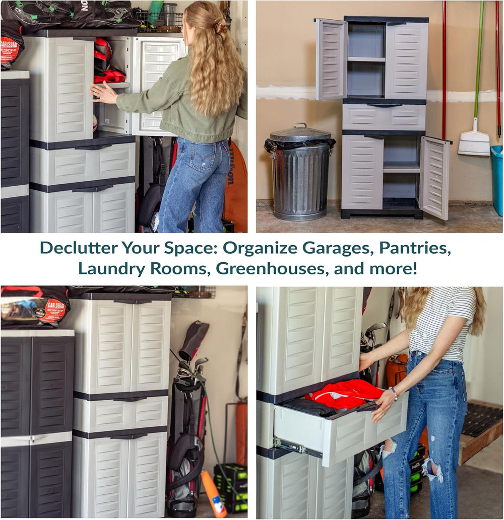 Sunnydaze 57" Garage Storage Cabinet with Doors & Shelves, Gray