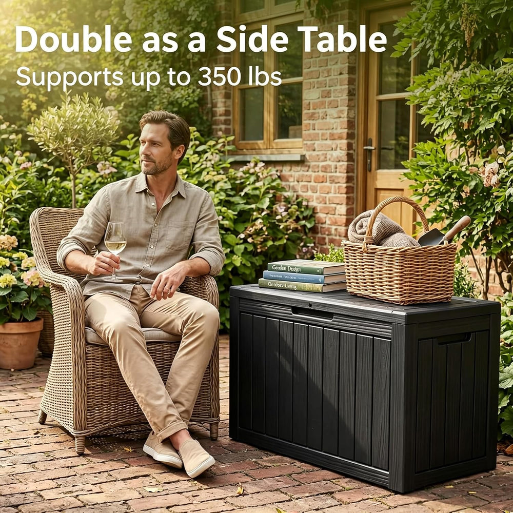 65 Gal Outdoor Storage Box Waterproof Lockable Deck Box