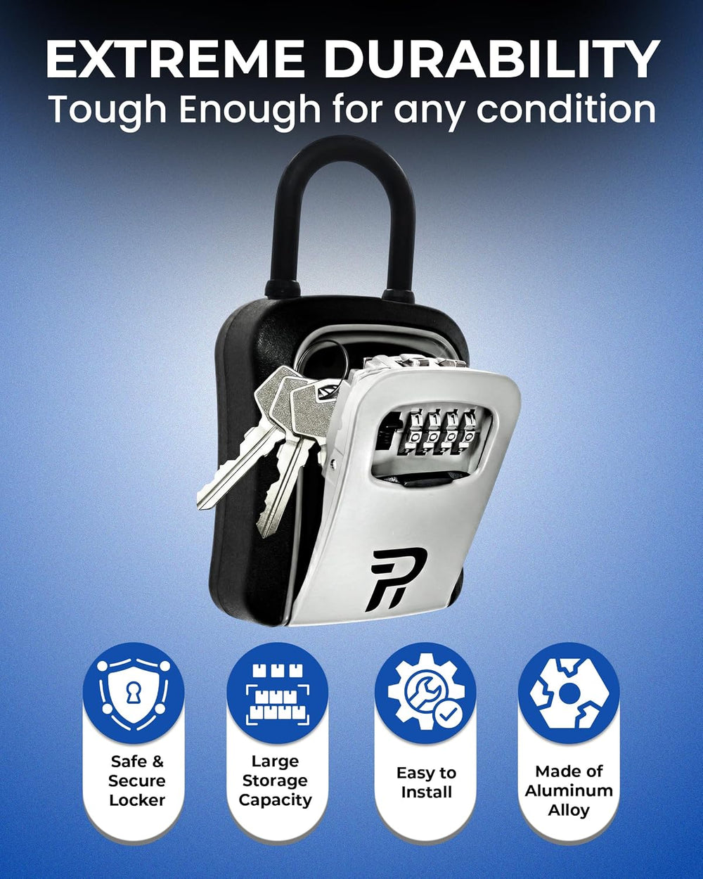 Key Lock Box for Outside – Large Outdoor Lockbox for Keys with Code, 4-Digit ...
