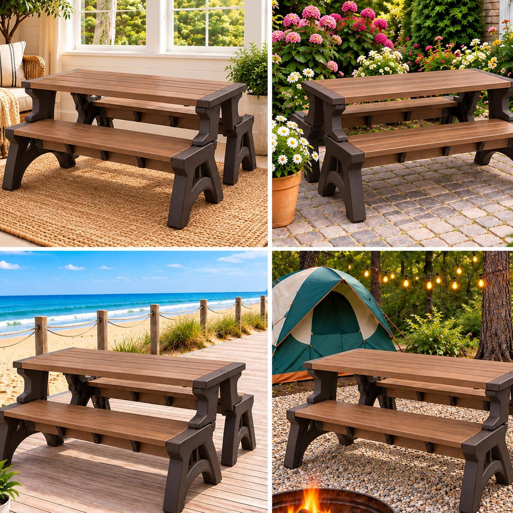 Convert-a-Bench 2-in-1 Outdoor Bench & Folding Picnic Table, Convertible