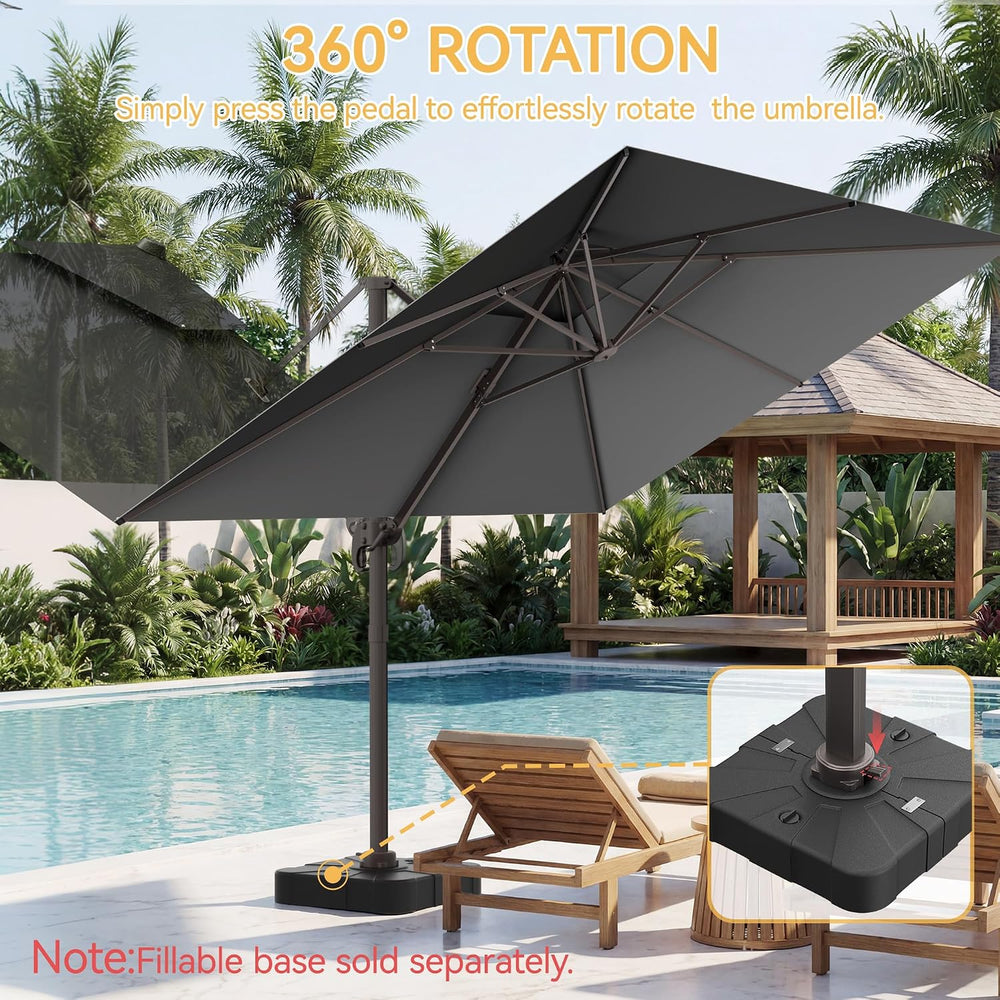 HASLE OUTFITTERS 10x13' Patio Cantilever Umbrella for Outdoor, 2 Top, Grey